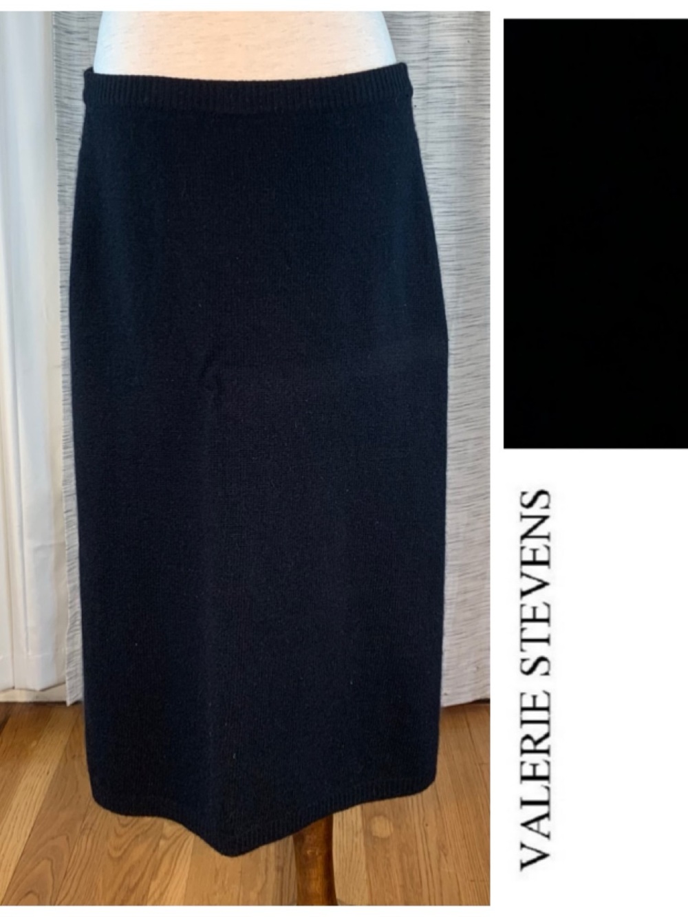 Valerie Stevens Luxury Yarns black knit maxi skirt.